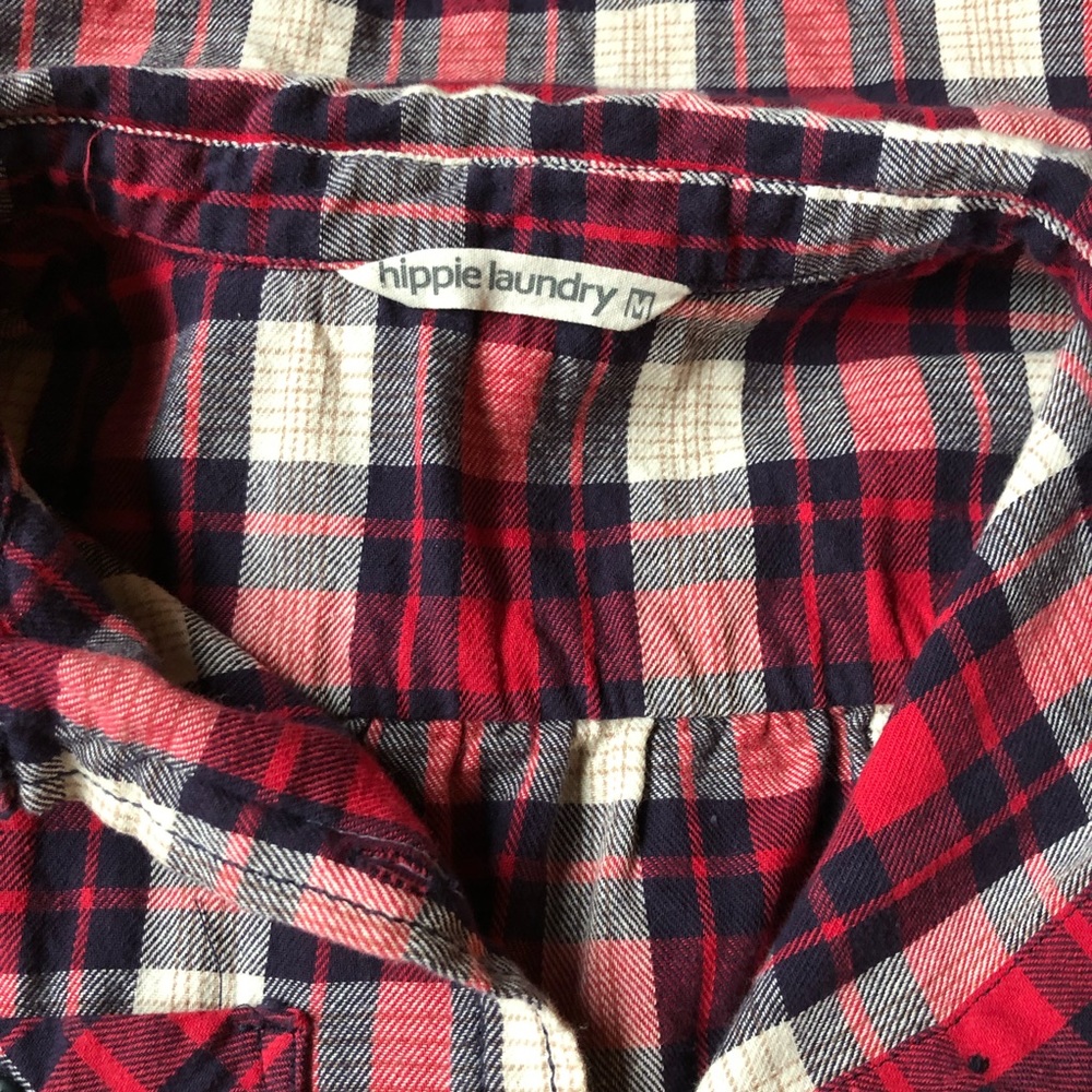 Hippie Laundry Red Flannel Plaid Sleeveless Shirt - Picture 5 of 6
